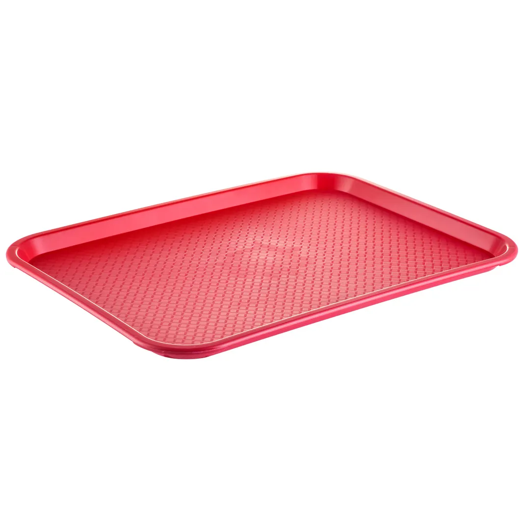 CAC China DSPT-1216R - Fast Food Cafeteria Tray, Rectangular 16" x 12", Polypropylene, Red Finish