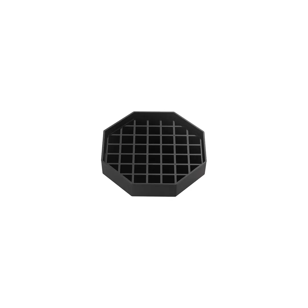 CAC China DTBV-4 Drip Tray, 4-1/2" Octagon, Grid, Plastic Black, BPA‑Free - 4/Pack