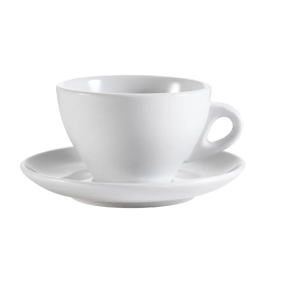 CAC China E-75 Cup & Saucer Set, 3-5/8"x2-5/8" Cup, 5-7/8"x1" Saucer, Dishwasher Safe - Set