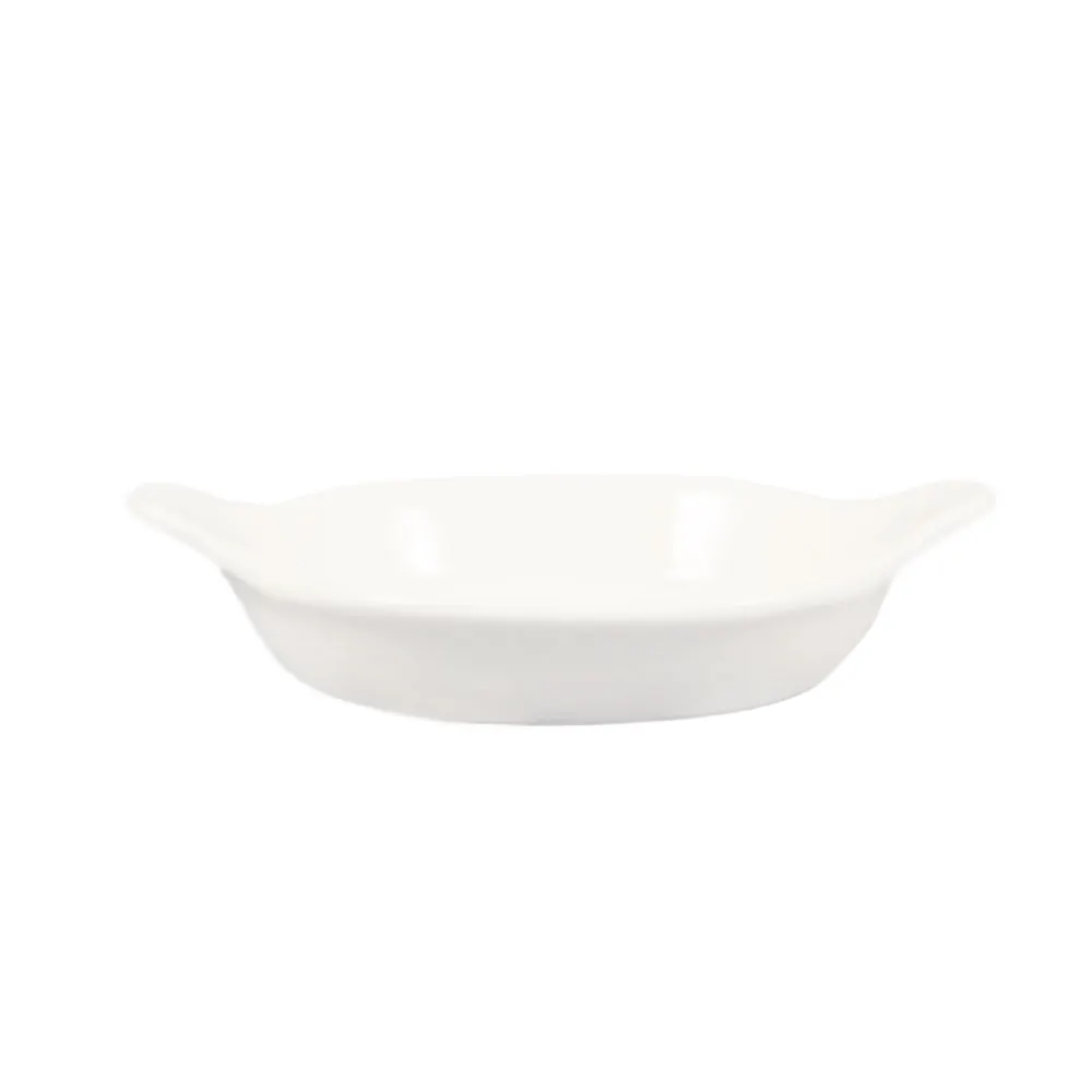 CAC China EGD-12 Oval Au Gratin Dish, 16 oz (12"¼ x 10" x 1"⅜), Bone White Stoneware, Dishwasher Safe - 1 Dozen