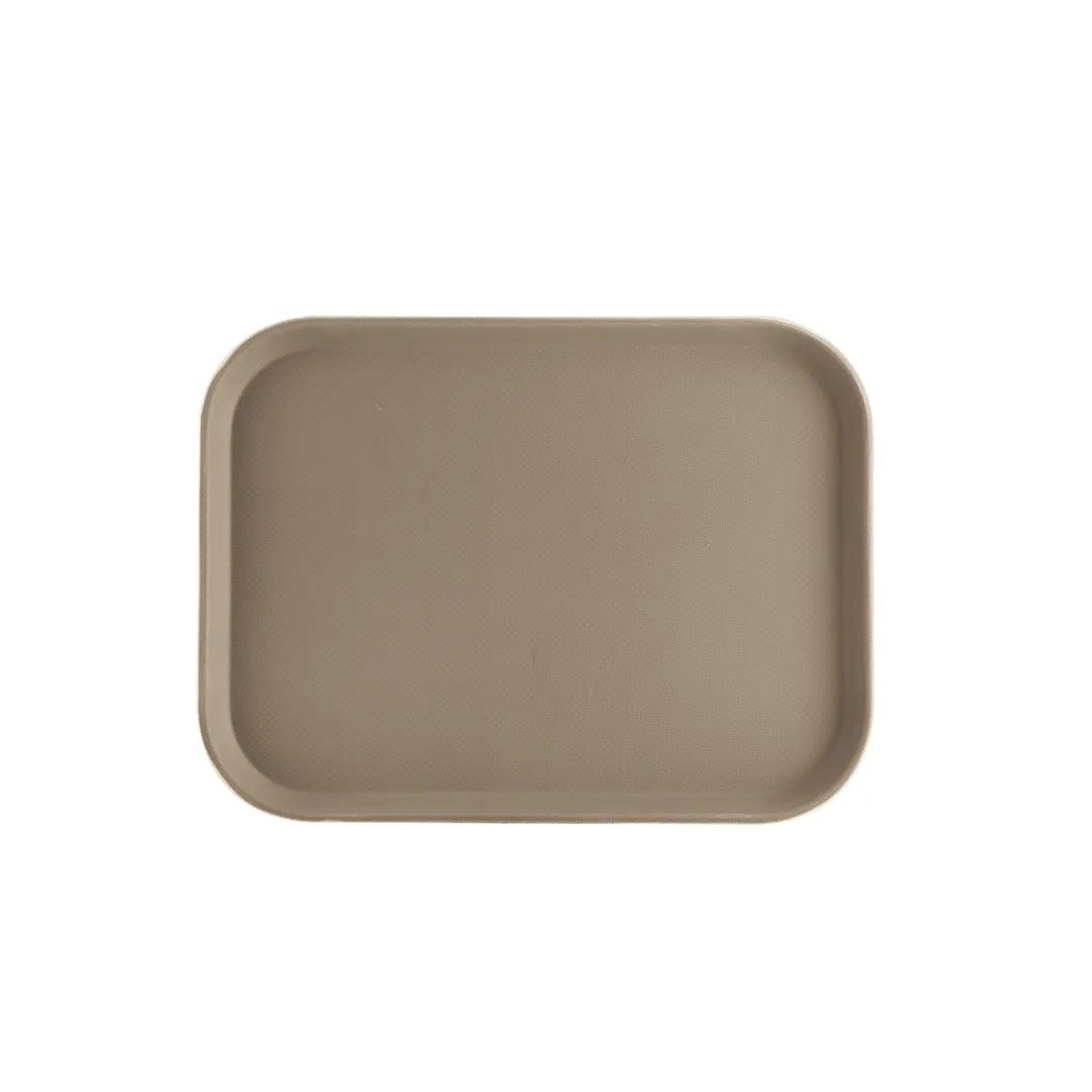 CAC China FGTD-1216BN Non-Slip Serving Tray, 16"L x 12"W, Rectangle, Fiberglass, Brown