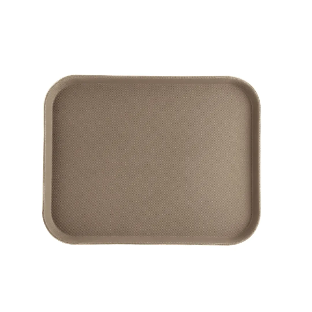 CAC China FGTD-1418BN Non-Slip Serving Tray, 18"L x 14"W, Rectangle, Fiberglass, Brown