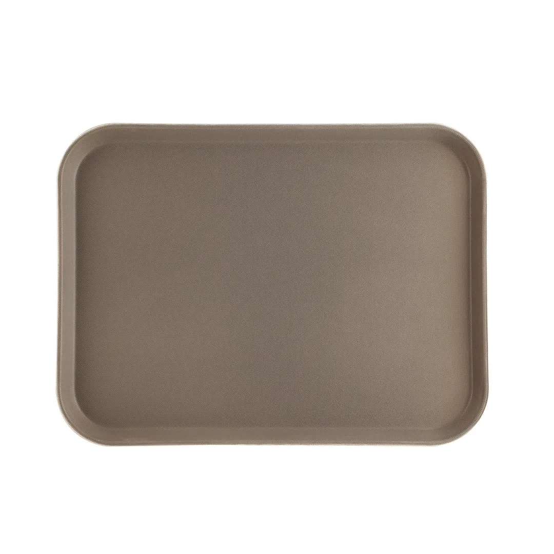 CAC China FGTD-1520BN Non-Slip Serving Tray, 20"L x 15"W, Rectangle, Fiberglass, Brown