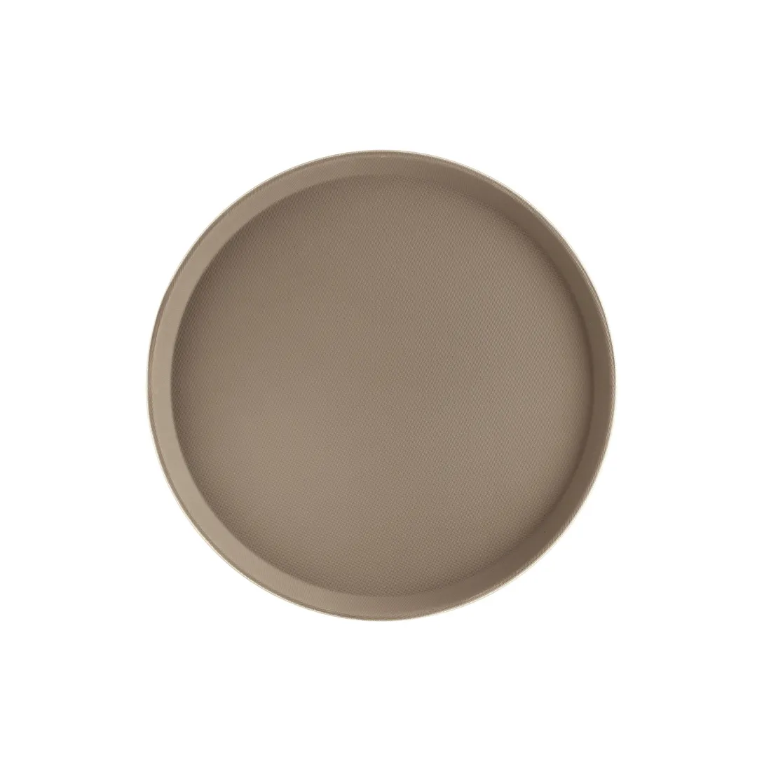 CAC China FGTR-16BN Non‑Slip 16" Round Fiberglass Serving Tray, Brown Stain/Odor Resistant - NSF
