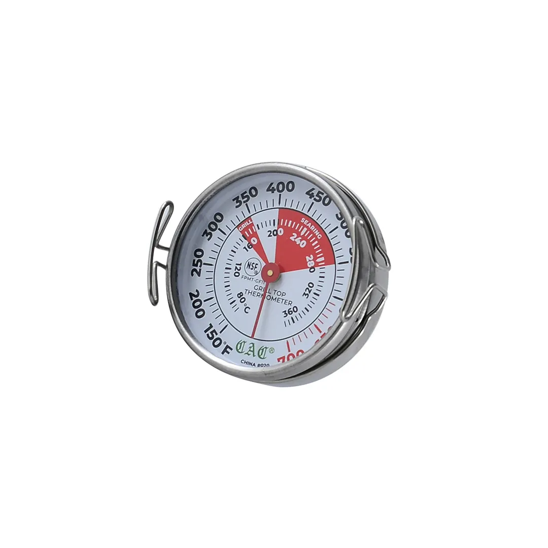 CAC China FPMT-GF11 Grill Thermometer, 2" Dial, Side Handles, Reinf. Glass, 150-700°F/70-370°C, NSF