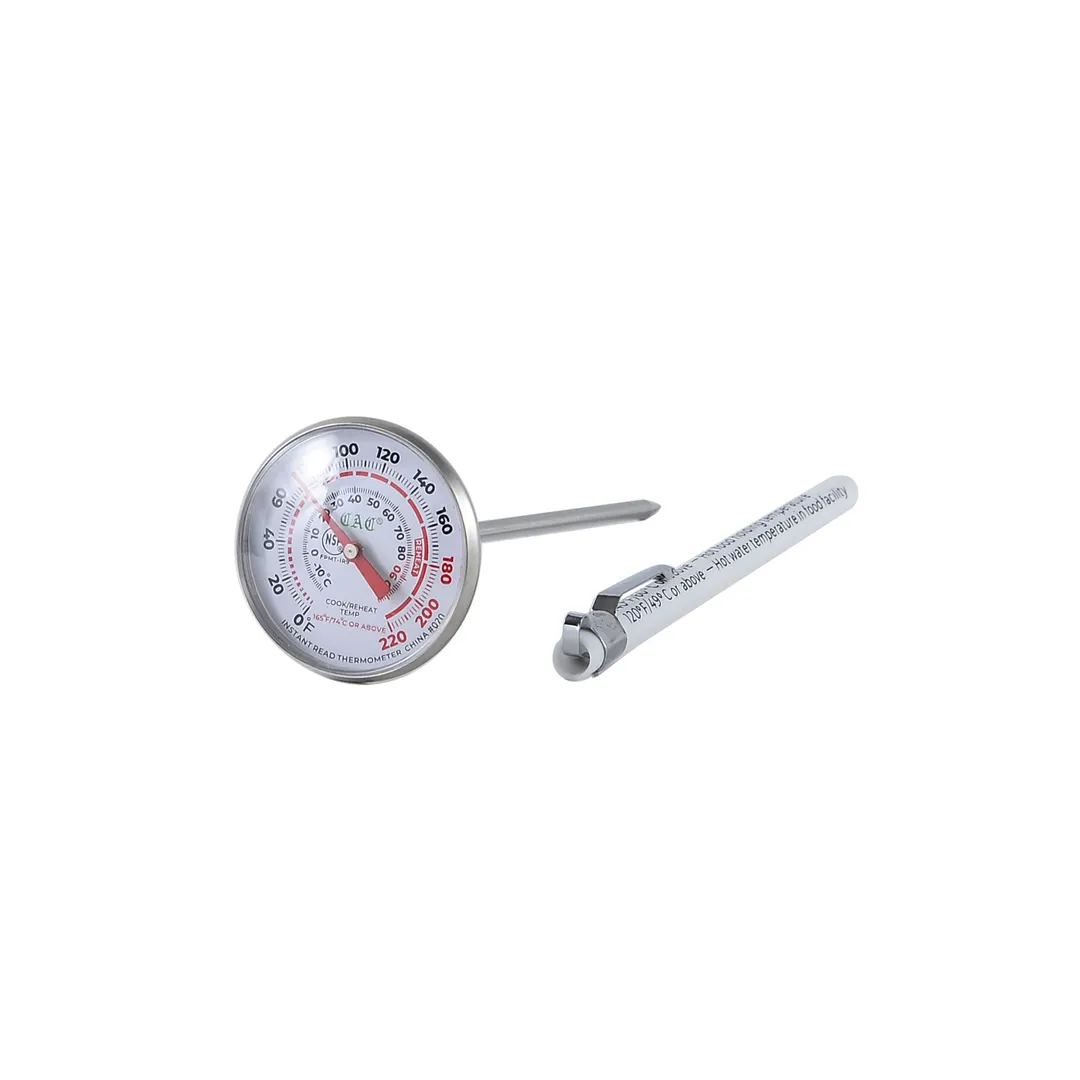 CAC China FPMT-IR9 Equil Thermo Instant Read Thermometer, 1-3/4" Dial, 5" Probe, Calibratable, 0-220°F