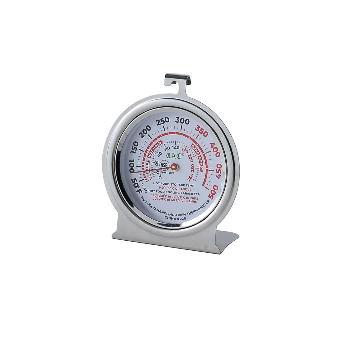 CAC China FPMT-OV7 Oven Thermometer, 3" Dial, Glass, Top Hook, 500‑580°F Range, NSF Certified