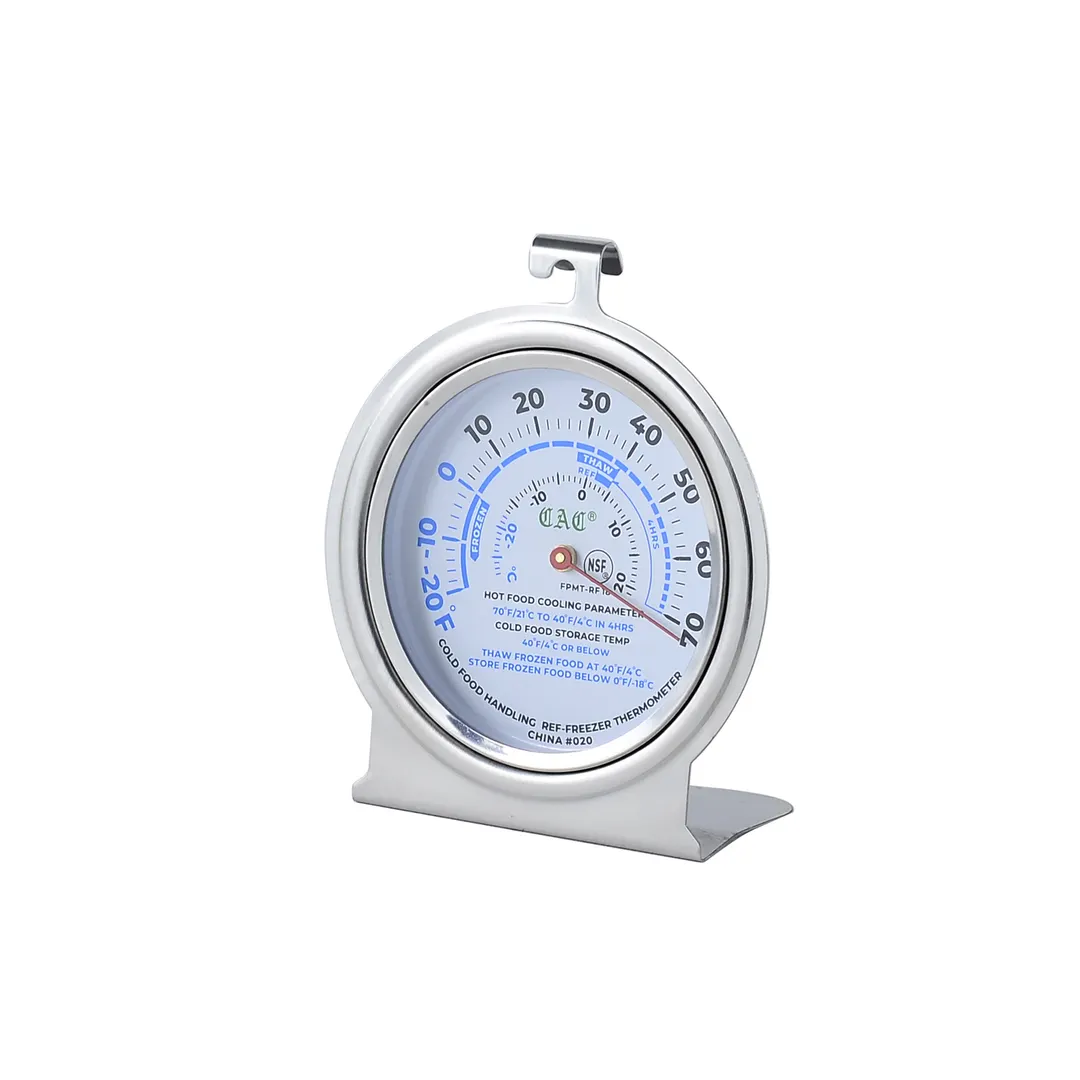 CAC China FPMT-RF18 Fridge/Freezer Thermometer, 3" Dial, -20-70°F, NSF Certified, Base Stand