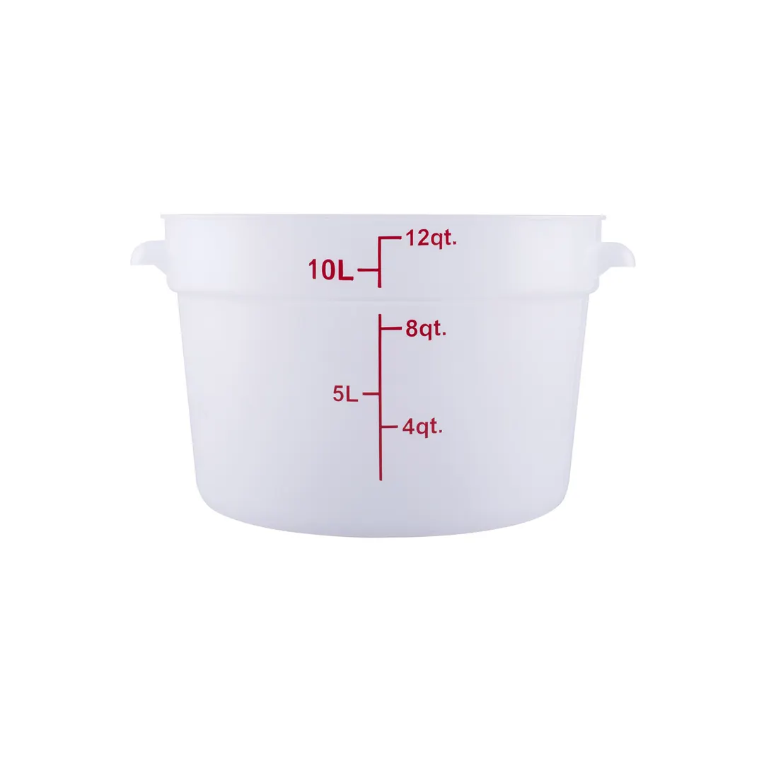 CAC China FS2P-12T Storage Container, 12 Qt Round, Stackable, Polypropylene, Translucent, BPA‑Free