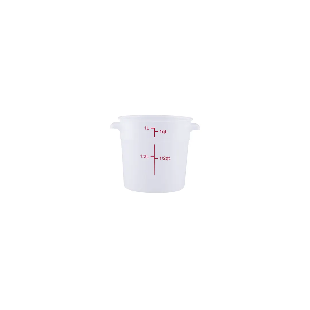 CAC China FS2P-1T Food Storage Container, 1 Qt Round, Polypropylene, Translucent, BPA‑Free, NSF
