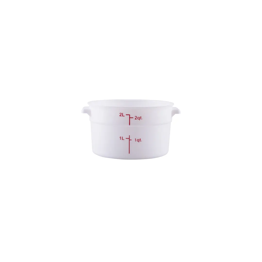 CAC China FS2P-2T Storage Container, 2 qt., Round, Stackable, Polypropylene, Translucent, BPA‑Free