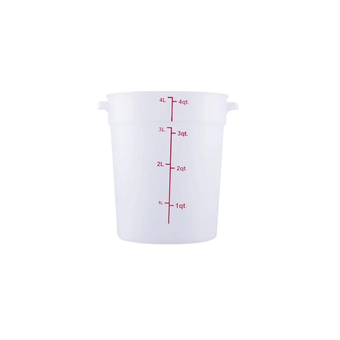 CAC China FS2P-4T Food Storage Container, 4 Qt., Round, Stackable, Polypropylene, BPA Free