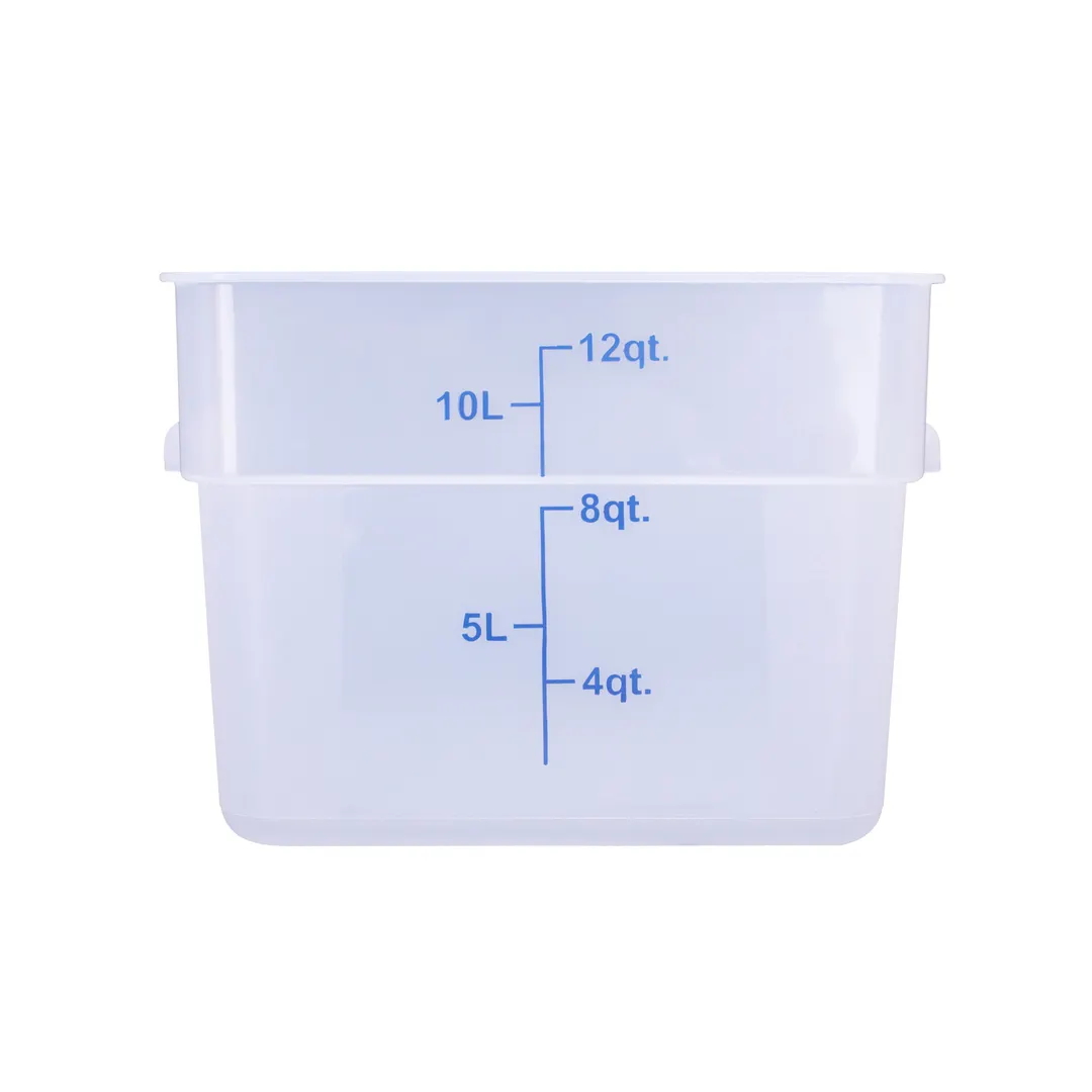 CAC China FS2P-SQ12T Food Storage Container, 12 Qt Square, Stackable, PP, BPA‑Free, Dishwasher Safe