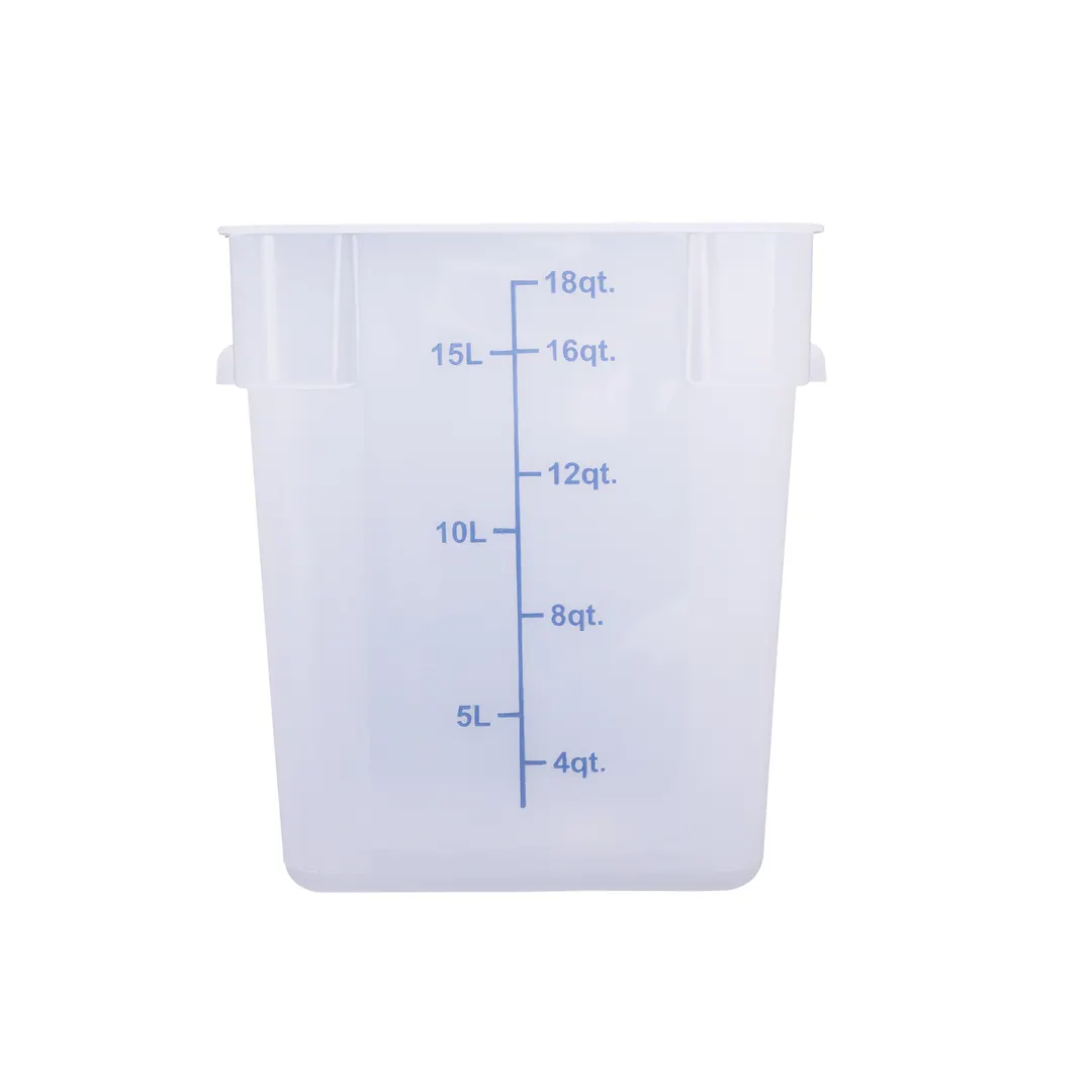 CAC China FS2P-SQ18T Food Storage Container, 18 qt., Square, Polypropylene, Translucent, BPA Free