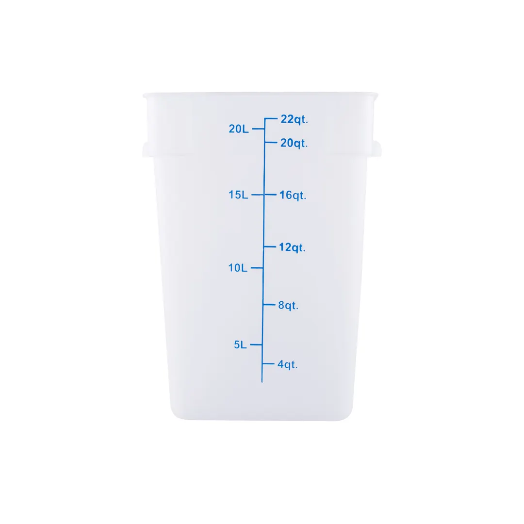 CAC China FS2P-SQ22T 22‑Qt Sq Stackable Storage Container, Polypropylene, Translucent, BPA‑Free