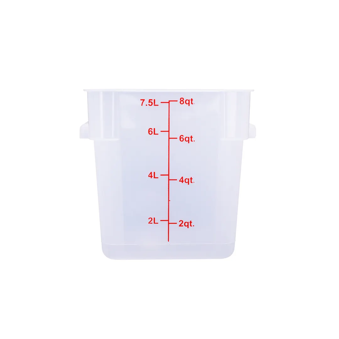 CAC China FS2P-SQ8T, 8 Qt Square Stackable Storage Container, Polypropylene, Translucent, BPA‑Free
