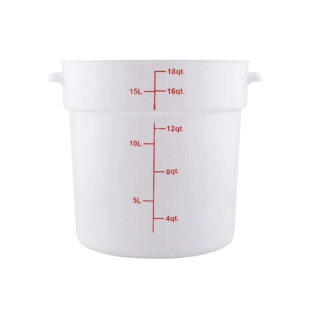 CAC China FS3P-18W Food Storage Container, 18 qt, Round, Stackable, Polypropylene, White, BPA Free