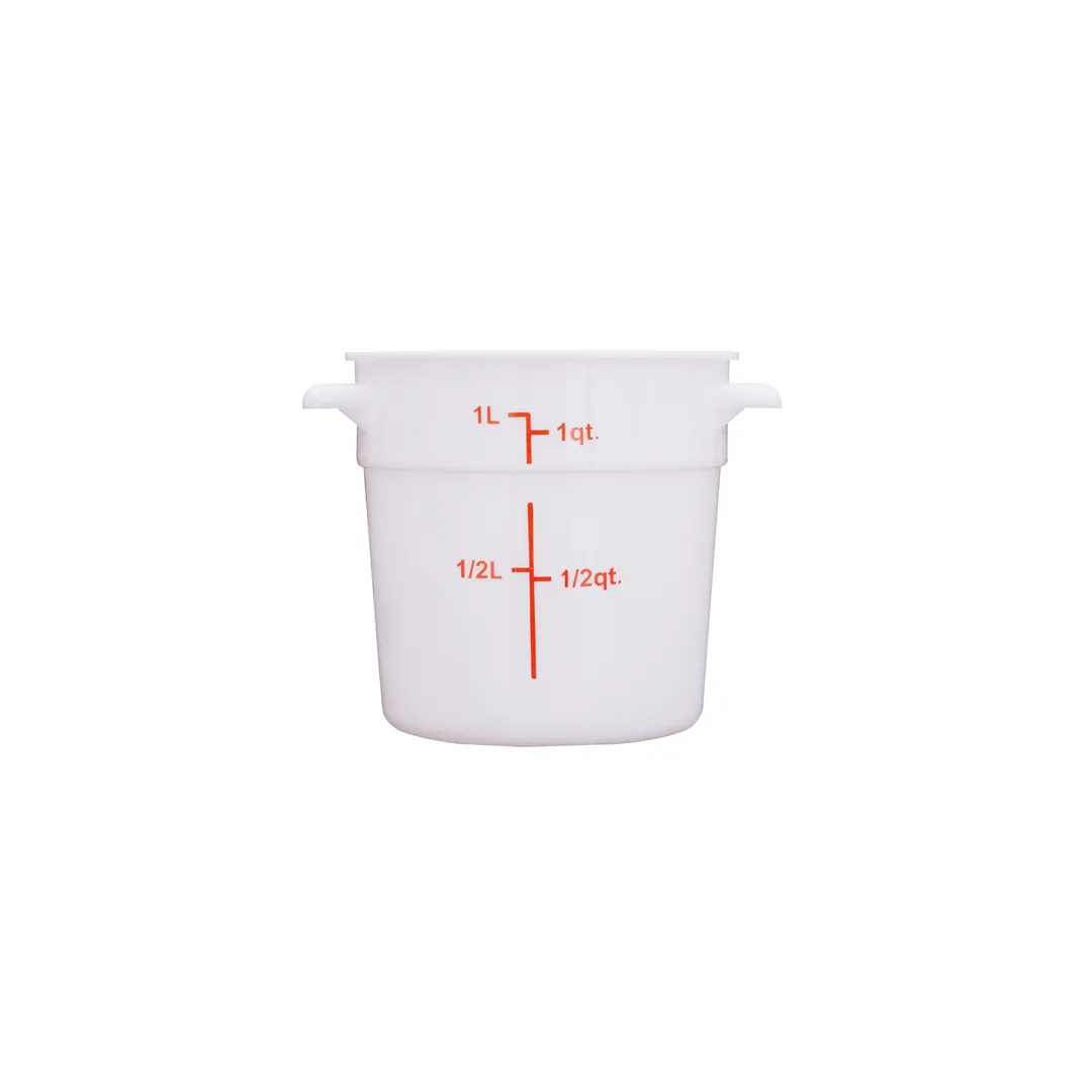 CAC China FS3P-1W Food Storage Container, 1 Qt Round Stackable, Polypropylene White, BPA‑Free, NSF