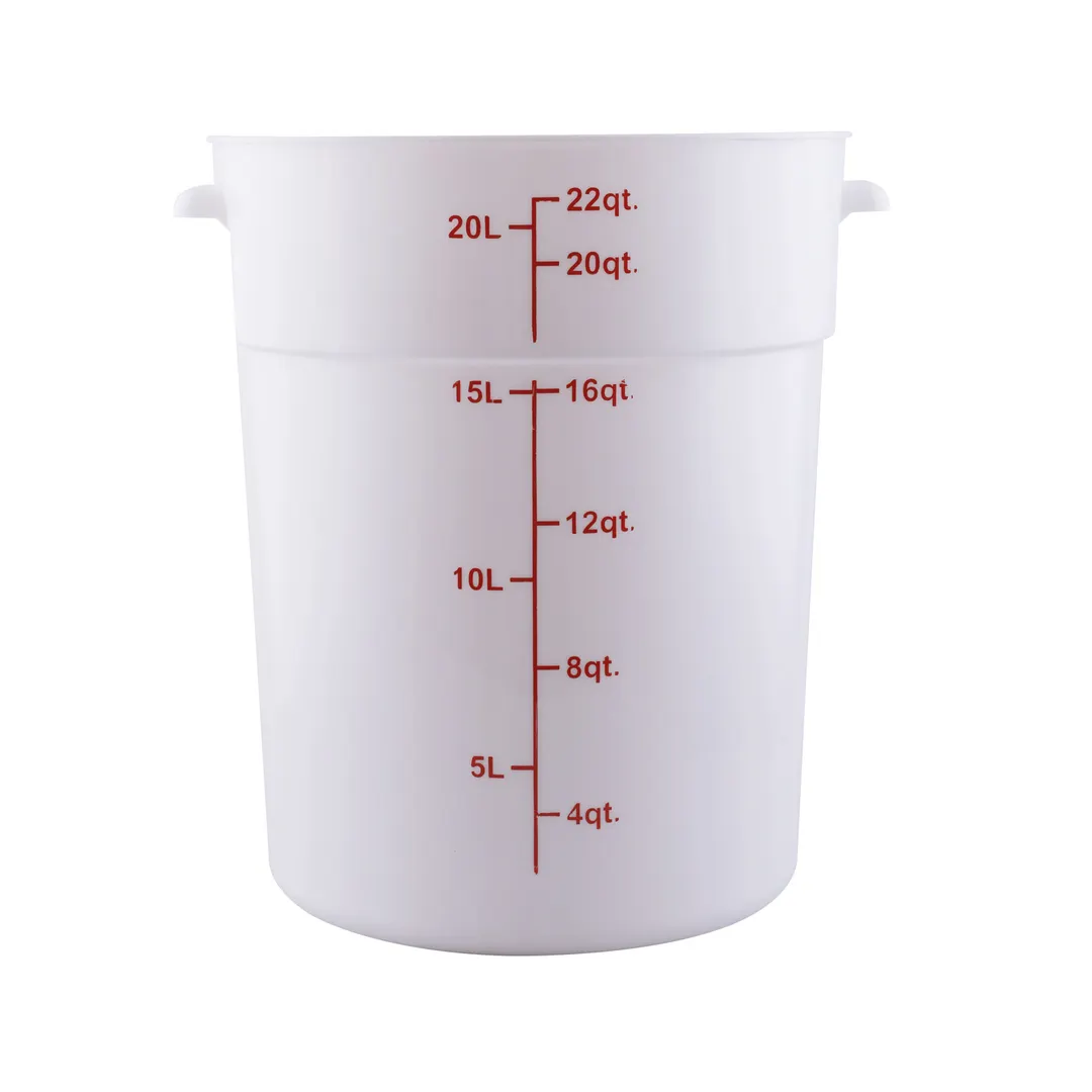 CAC China FS3P-22W Food Storage Container, 22 qt, Round, Stackable, Polypropylene, White, BPA Free