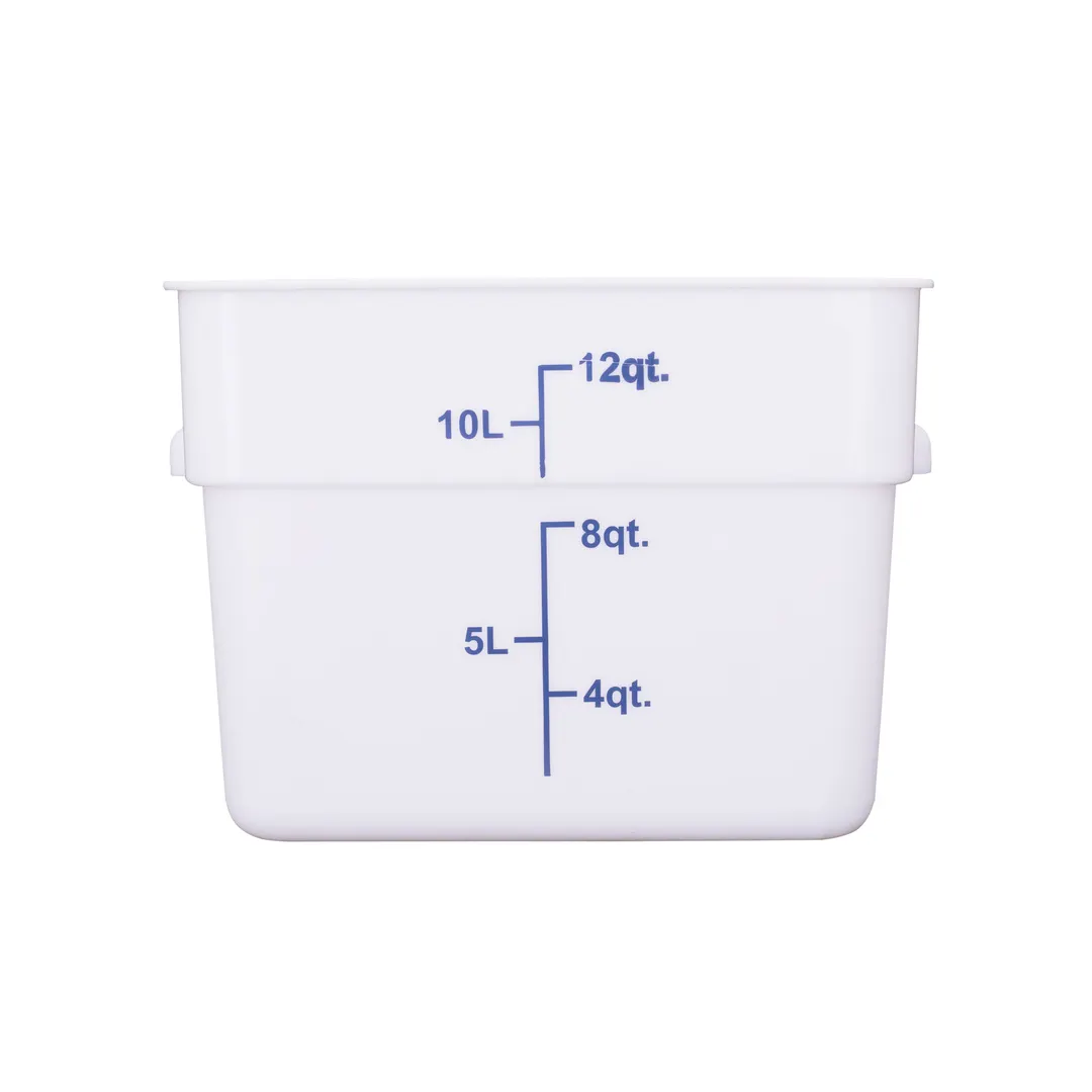 CAC China FS3P-SQ12W Food Storage Container 12 qt Square Stackable Polypropylene White BPA-Free