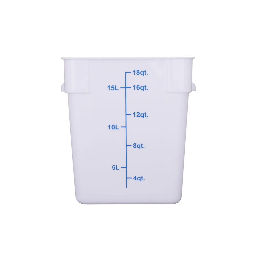 CAC China FS3P-SQ18W Food Storage Container - 18 Qt Square Stackable Polypropylene White BPA‑Free NSF