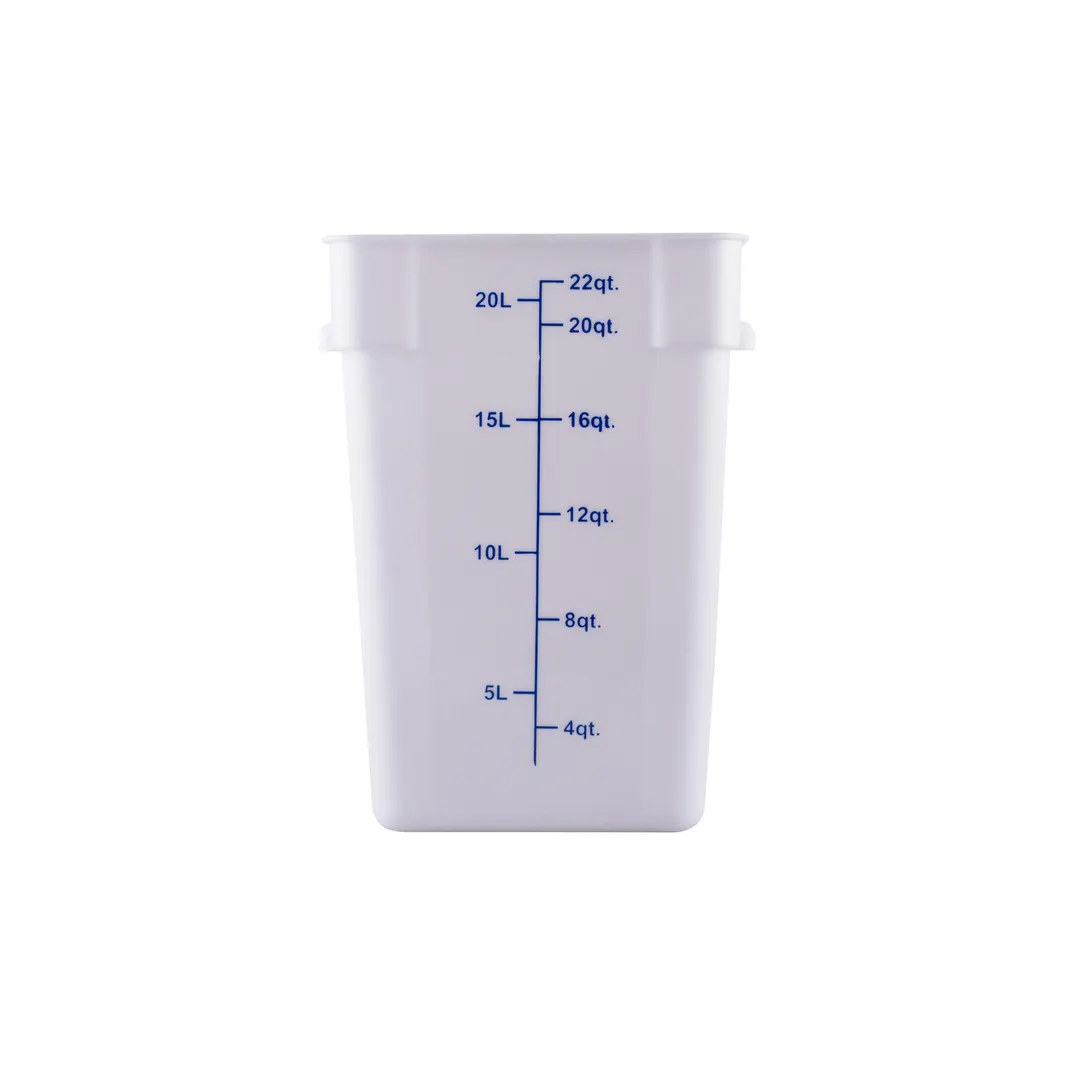 CAC China FS3P-SQ22W Food Storage Container, 22 Qt White Polypropylene, Dishwasher/Freezer Safe