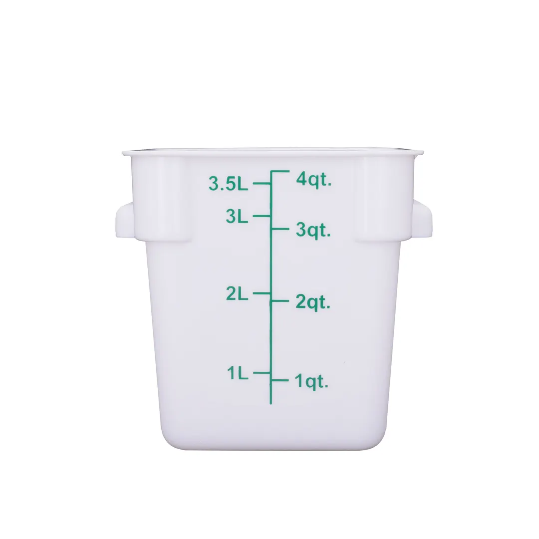 CAC China FS3P-SQ4W Food Storage Container, 4 qt., Square, Stackable, Polypropylene, White