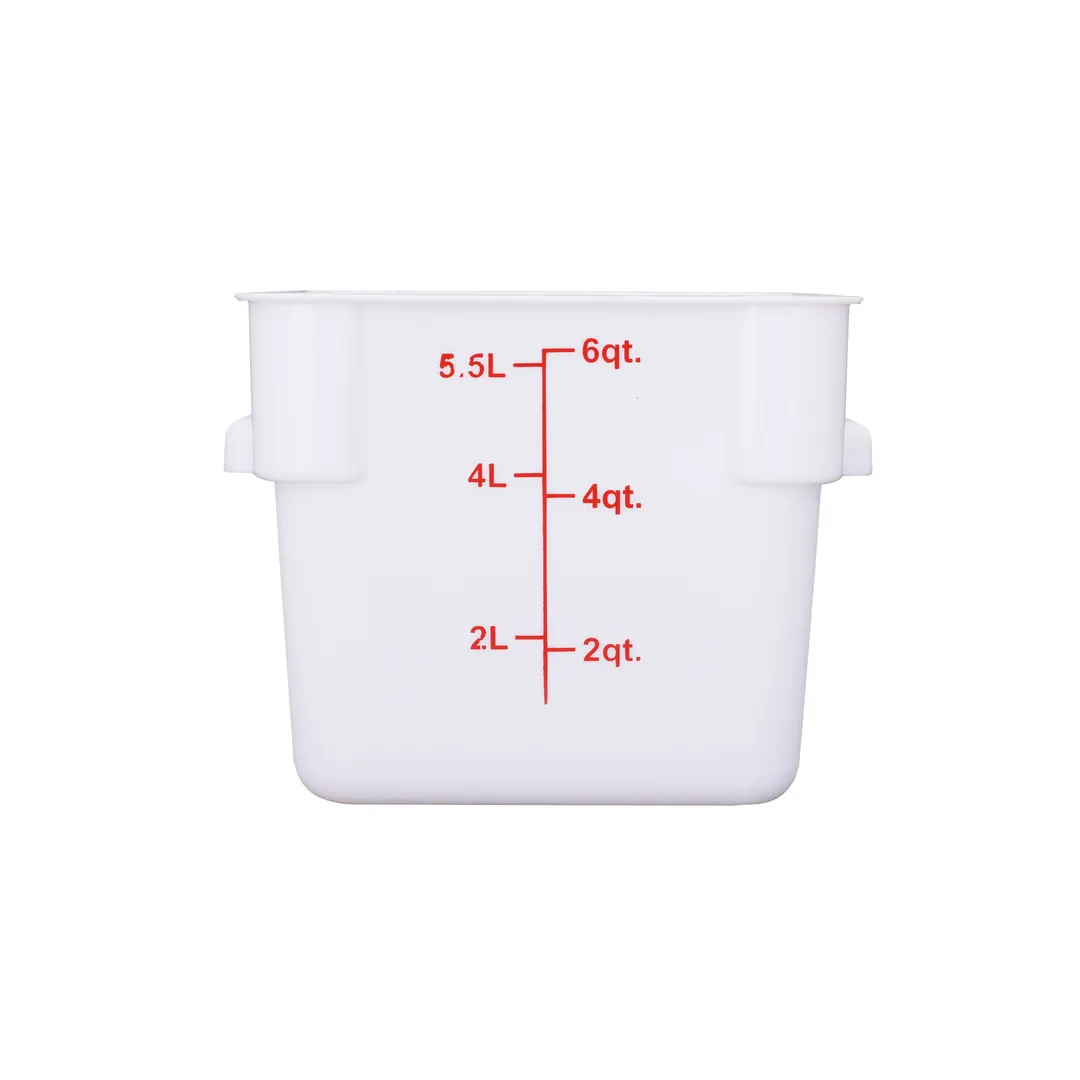 CAC China FS3P-SQ6W Square Food Storage, 6 Qt White Polypropylene, Stackable, Dishwasher/Freezer Safe