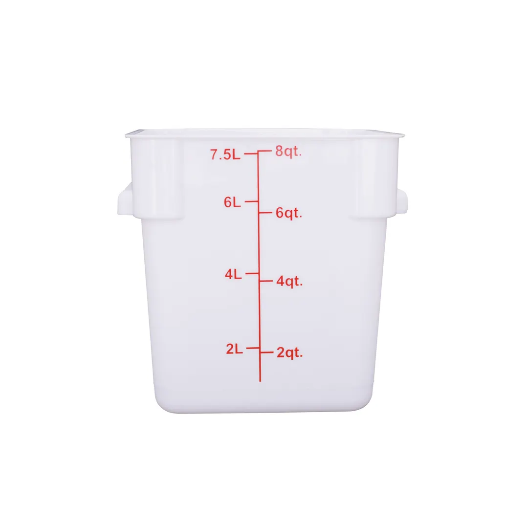 CAC China FS3P-SQ8W Food Storage Container, 8 qt, Square, Stackable, Polypropylene, White, BPA‑Free
