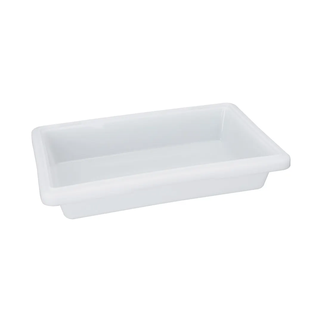 CAC China FS4H-3W Food Storage Box, 1.75 Gallon, Half-Size, 18"L x 12"W x 3-1/2"H, Polypropylene, White, BPA Free