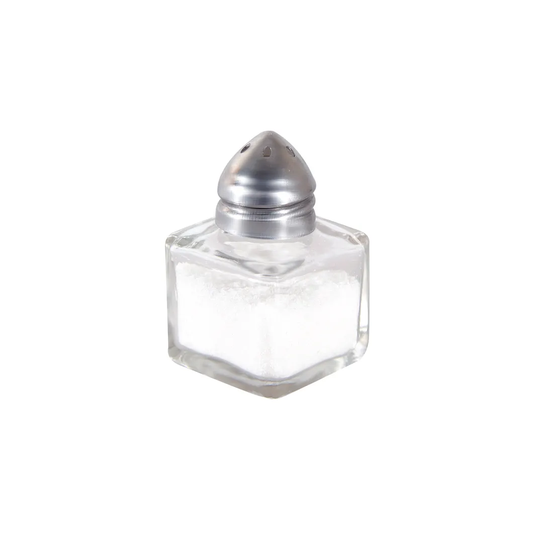 CAC China G1SQ-05S Square Salt Pepper Shaker, 1/2 oz Glass Jar with Stainless Steel Top – 1 Dozen