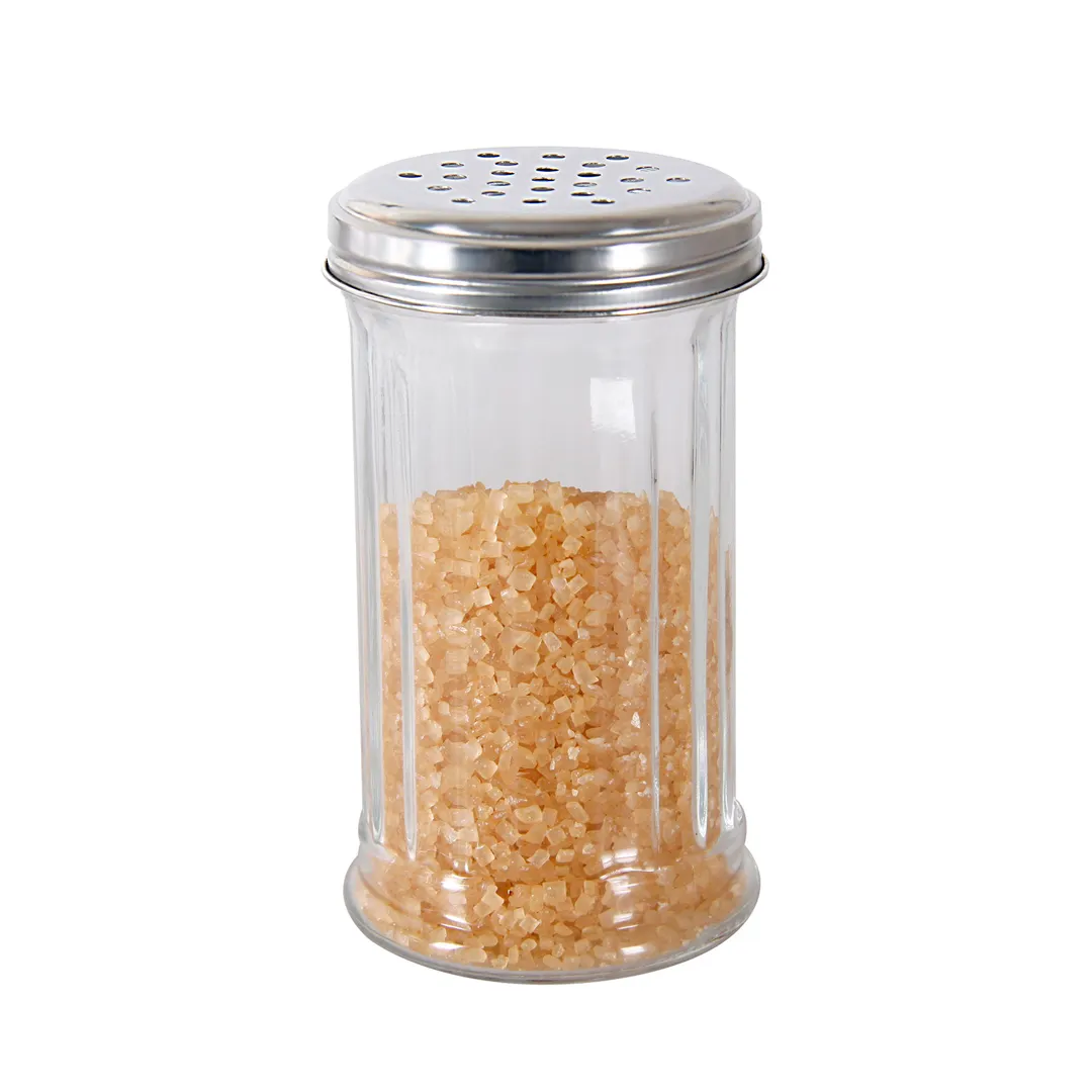 CAC China G2SP-12P Sugar Pourer Shaker, 12 oz Glass with Stainless Steel Top - 1 Dozen