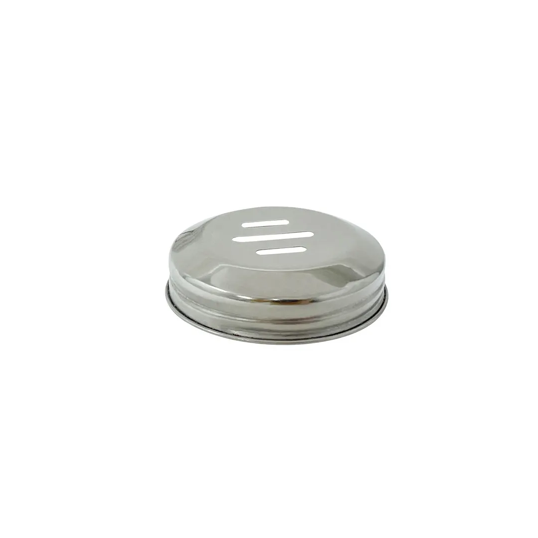 CAC China G5CS-6SL Cheese Spice Shaker, 6‑9 oz Glass Jar, Slotted Metal Top - 1 Dozen