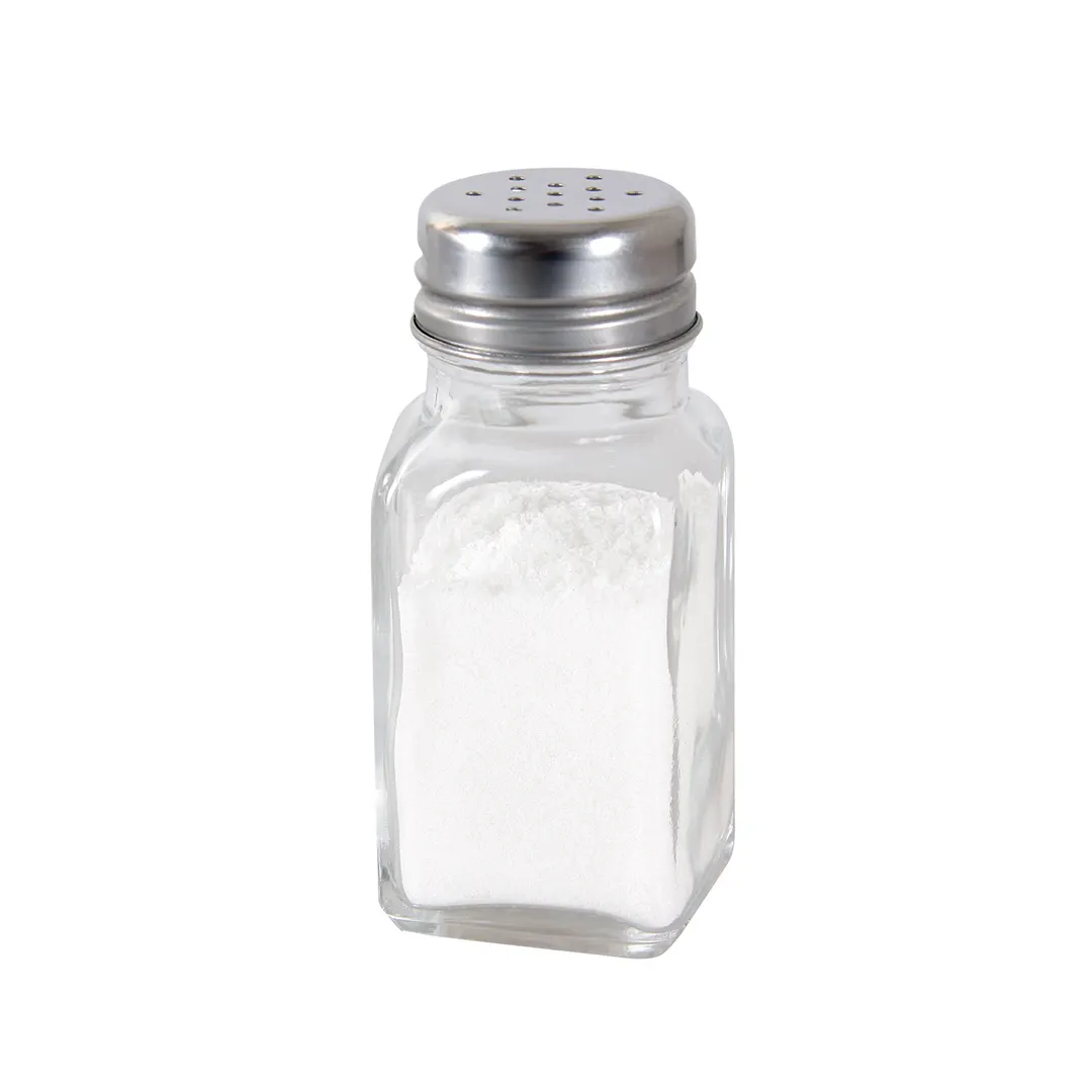 CAC China G6SQ-2M Square Salt Pepper Shaker, 2 oz Glass Jar with Stainless Steel Top - 1 Dozen