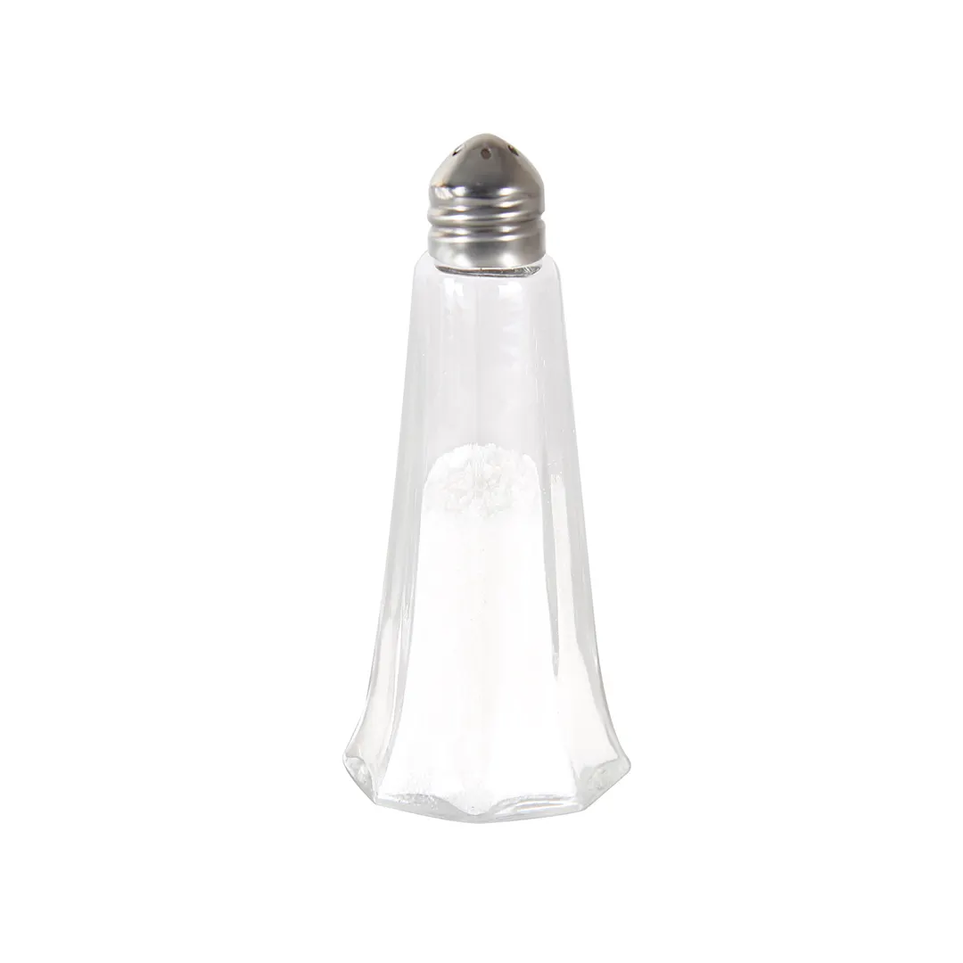 CAC China G7TK-1S - 1 Oz Salt Pepper Shaker Lead-Free Glass Jar with Stainless Steel Top - 1 Dozen