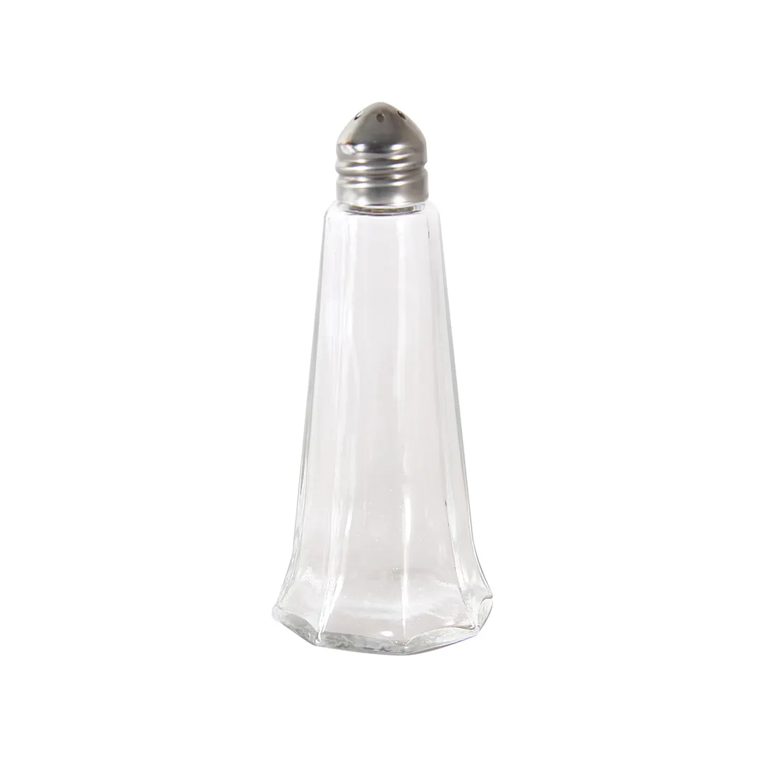 CAC China G7TK-1S - 1 Oz Salt Pepper Shaker Lead-Free Glass Jar with Stainless Steel Top - 1 Dozen