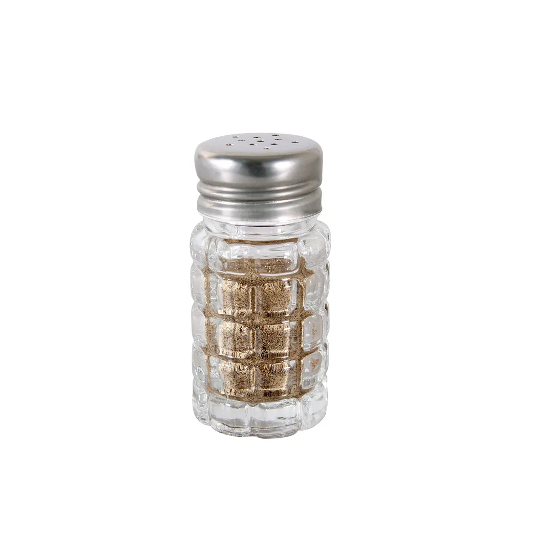 CAC China G8CK-2F - 2 oz Salt Pepper Shaker, Lead-Free Glass Jar with Stainless Steel Top - 1 Dozen