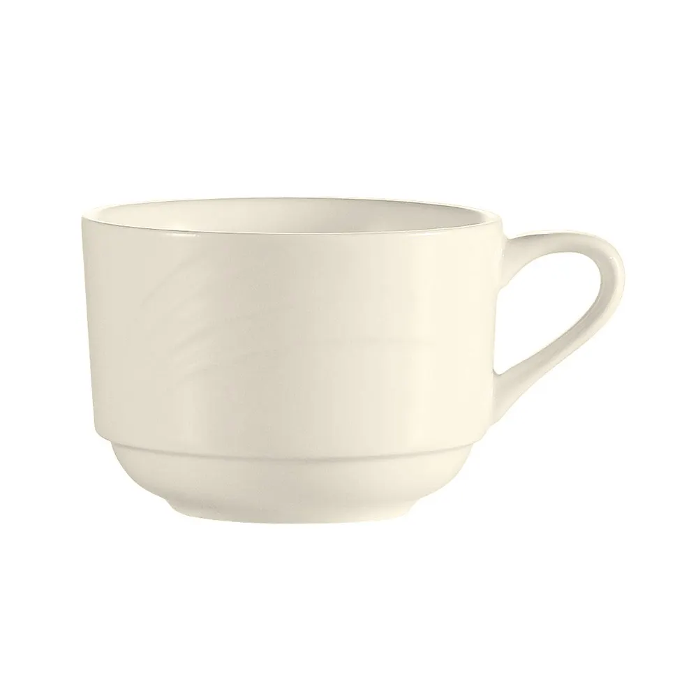 CAC China GAD-1-S Coffee Cup 7.5 oz (3.5" Dia x 2.5" H) Bone White Porcelain Stackable - 1 Dozen