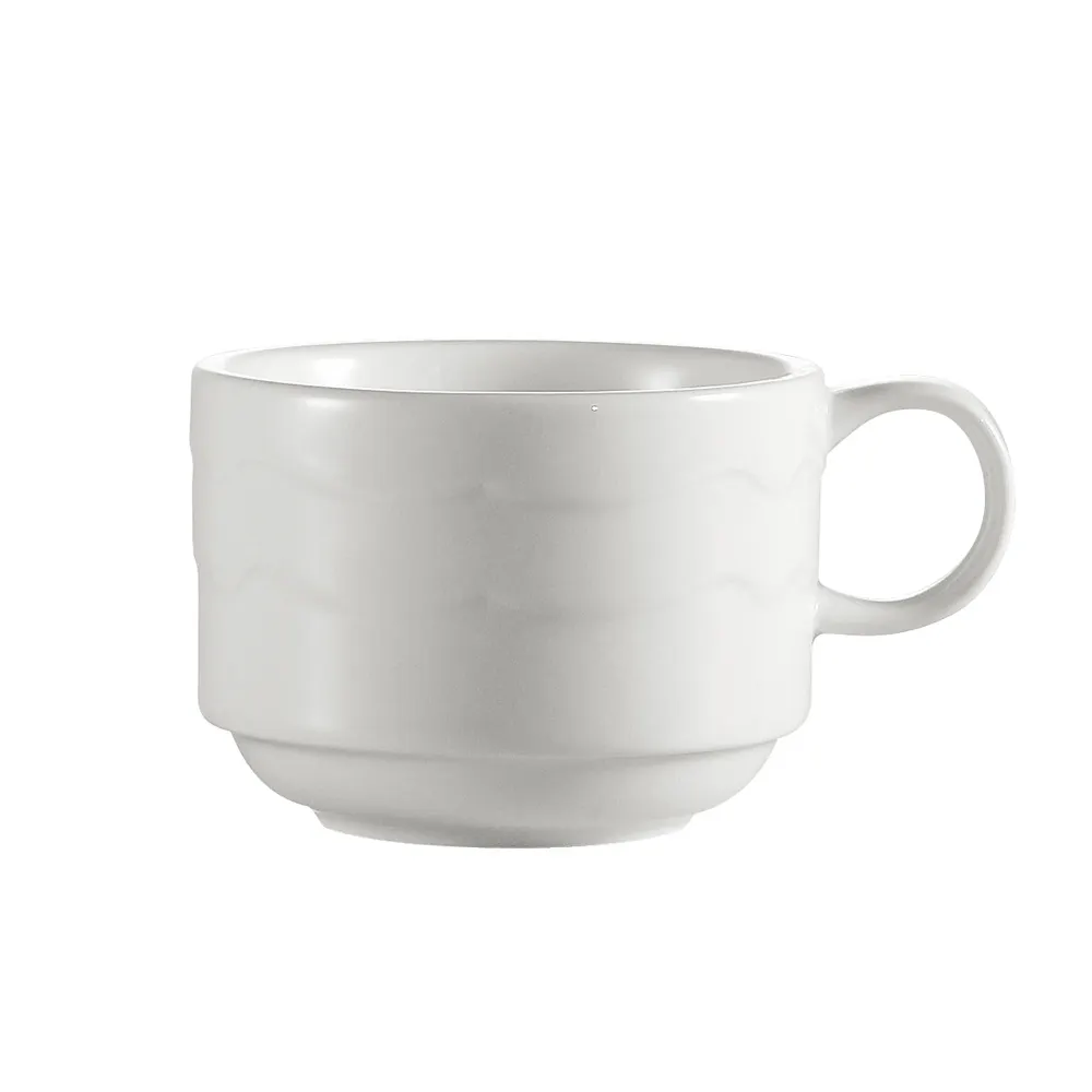 CAC China GBK-1-S 8‑Oz Porcelain Coffee Cup, 3½" Dia x 2⅜" H, Bone White, Dishwasher Safe - 1 Dozen