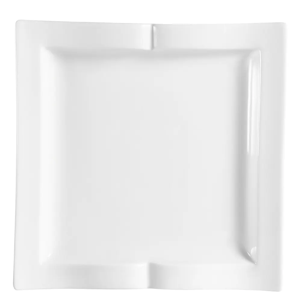 CAC China GBK-110 Square Pasta Plate, 22 oz, Bone White Porcelain, Dishwasher Safe - 1 Dozen