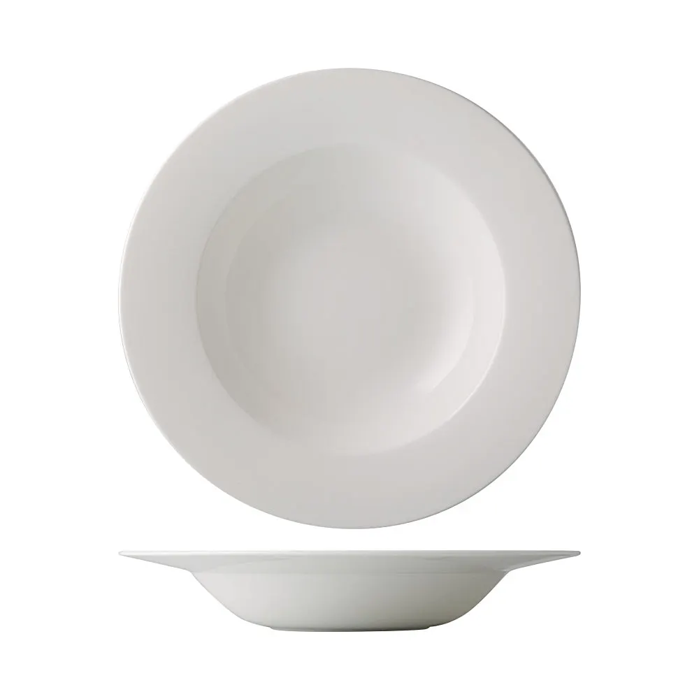 CAC China GDC-120 Pasta Bowl, 12" Dia x 1-3/4" H, 26 oz Bone White Porcelain, Round - 1 Dozen