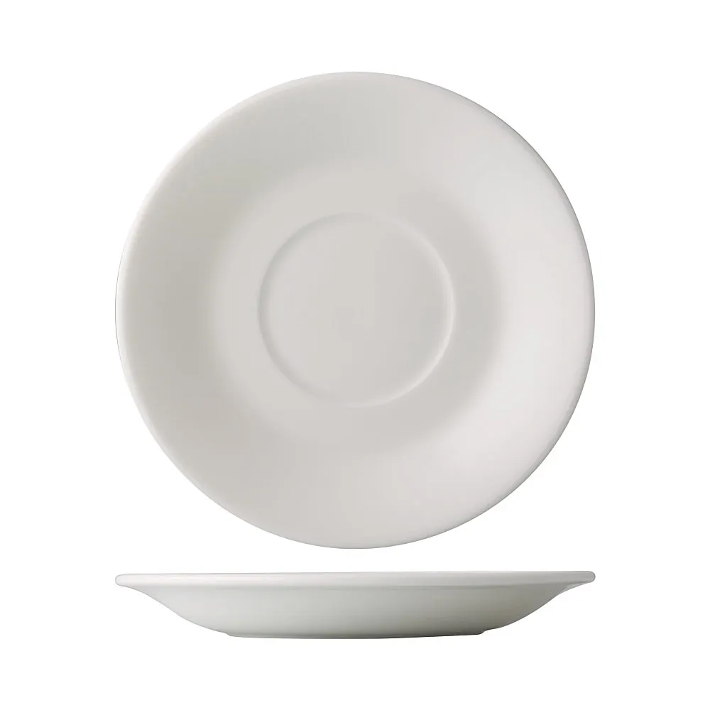 CAC China GDC-2 Round Porcelain Saucer 5.5" Dia x 0.75" H Bone White Oven Dishwasher Safe - 1 Dozen