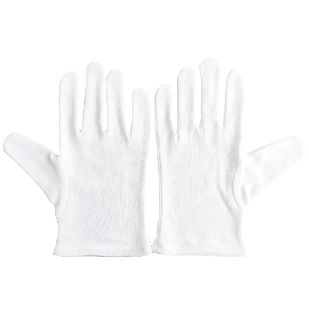 CAC China GLCT-1L Waiter Butler Gloves, Large, 100% Cotton, White, Black/Cherry - 1 Dozen