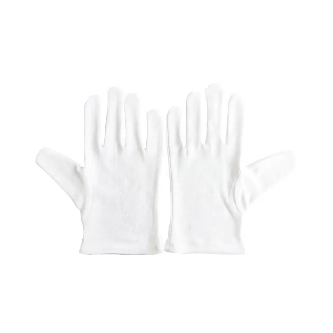 CAC China GLCT-1M Waiter Butler Gloves, Medium, 100% Cotton, White, Black/Cherry - 1 Dozen