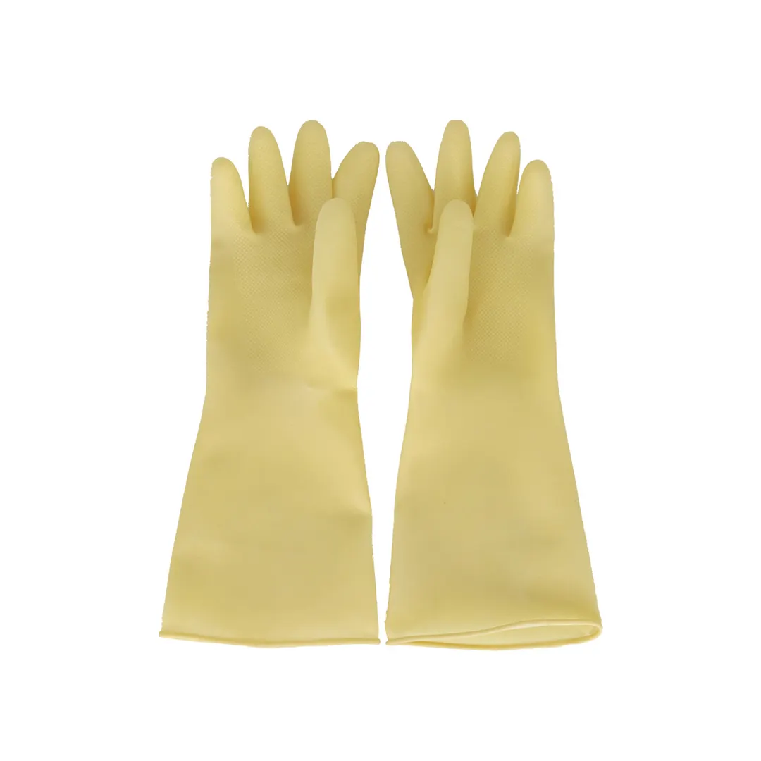 CAC China GLLX-2YS - Small Reusable Latex Dishwashing Gloves, Yellow Embossed Texture, 1 Pair