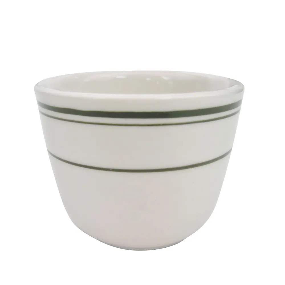 CAC China GS-45 Greenbrier Tea Cup, 4.5 oz, Ceramic, Green Band/American White - 1 Dozen