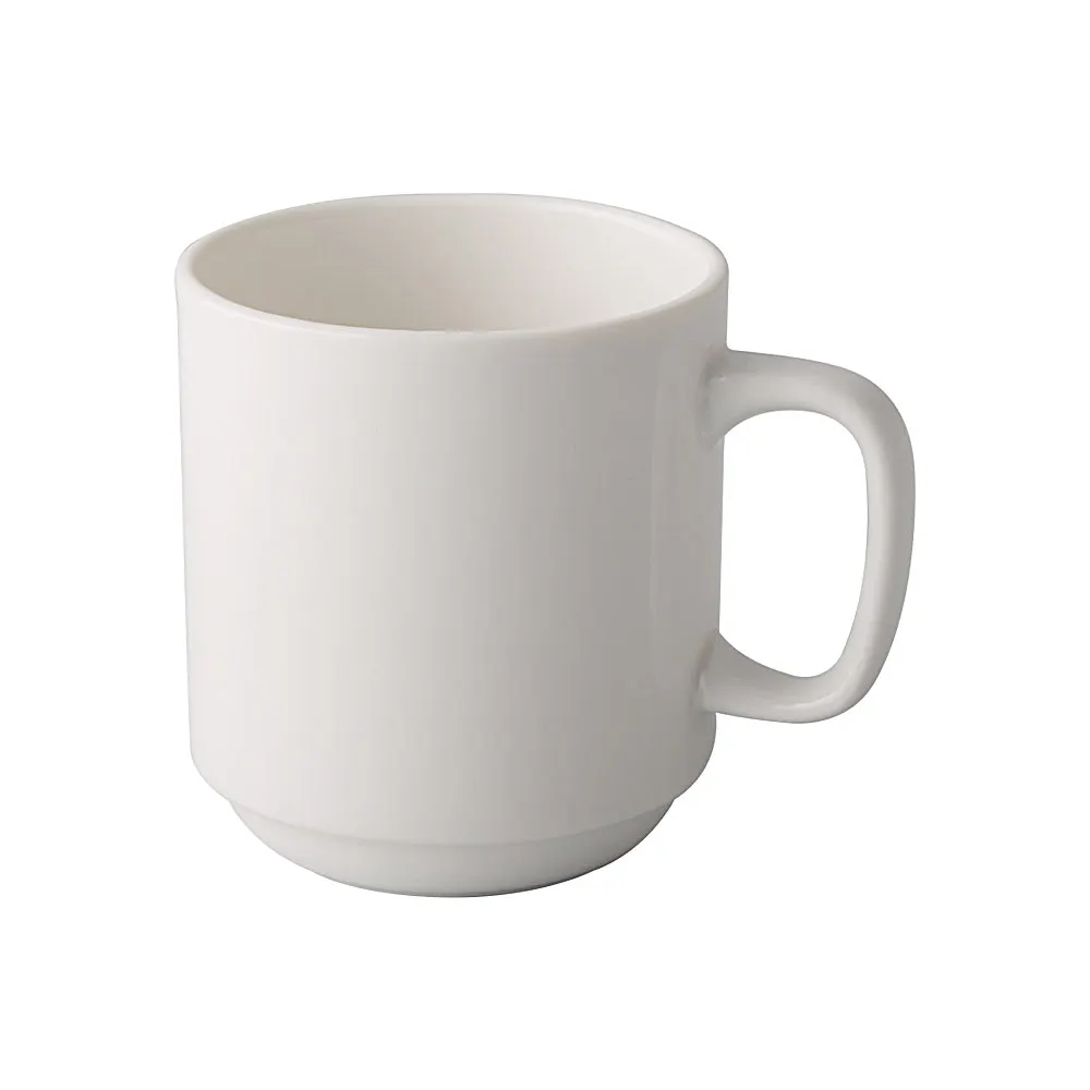 CAC China GW-PRM10 - 10 oz White Porcelain Mug, 3.25" Dia x 3.5" H, Stackable, Dishwasher Safe - 1 Dozen