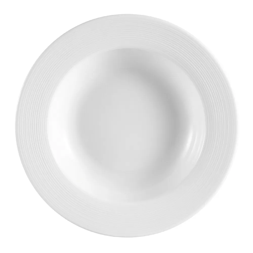 CAC China HMY-120 Harmony Pasta Bowl, 12" x 1-3/4", 22 Oz White Porcelain, Microwave Safe - 1 Dozen