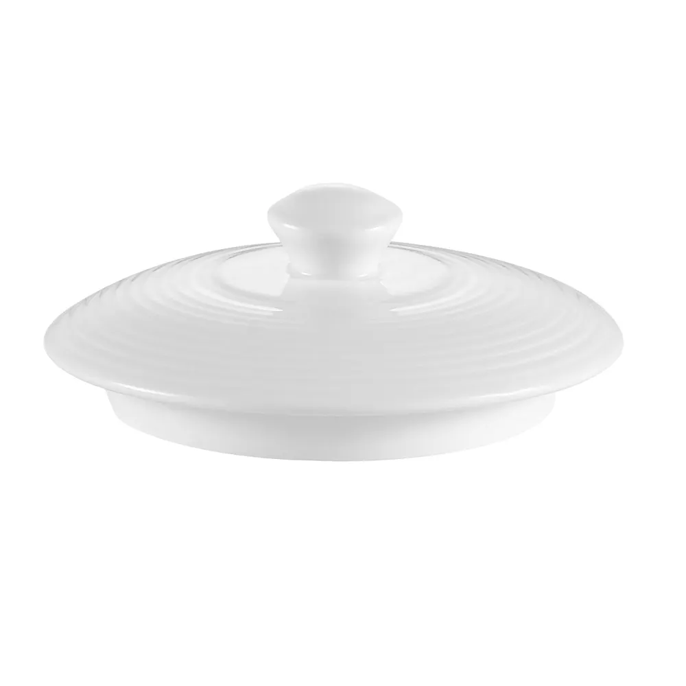 CAC China HMY-122-LID Harmony Lid, 4.25" Dia x 1.63" H Porcelain, White, Dishwasher Safe - 1 Dozen