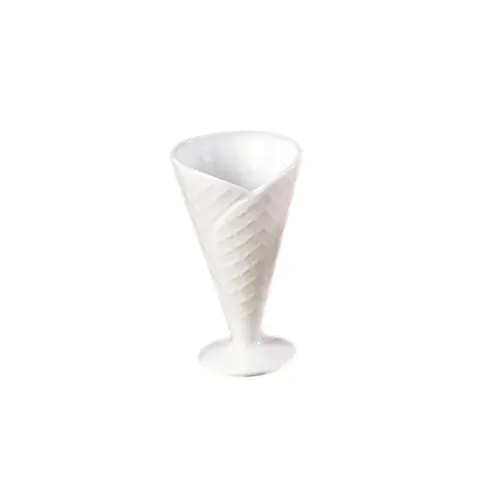 CAC China ICE-8 - 8 oz Porcelain Ice Cream Cup, 4"×3"×6.5" White, Microwave Safe - 1 Dozen